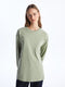 Crew Neck Straight Oversize Women's Sweatshirt Tunic